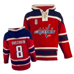 Alex Ovechkin Washington Capitals Authentic Old Time Hockey Sawyer Hooded Sweatshirt Jersey (Red)