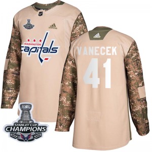 Vitek Vanecek Washington Capitals Adidas Youth Authentic Veterans Day Practice 2018 Stanley Cup Champions Patch Jersey (Camo)