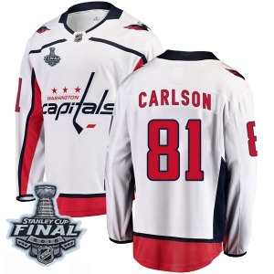 Adam Carlson Washington Capitals Fanatics Branded Youth Breakaway Away 2018 Stanley Cup Final Patch Jersey (White)