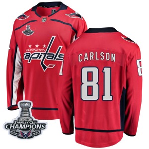 Adam Carlson Washington Capitals Fanatics Branded Youth Breakaway Home 2018 Stanley Cup Champions Patch Jersey (Red)