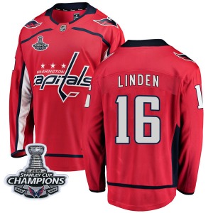 Trevor Linden Washington Capitals Fanatics Branded Youth Breakaway Home 2018 Stanley Cup Champions Patch Jersey (Red)