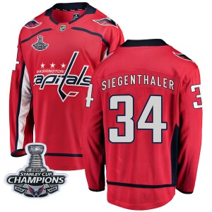 Jonas Siegenthaler Washington Capitals Fanatics Branded Youth Breakaway Home 2018 Stanley Cup Champions Patch Jersey (Red)