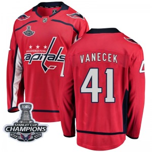 Vitek Vanecek Washington Capitals Fanatics Branded Youth Breakaway Home 2018 Stanley Cup Champions Patch Jersey (Red)