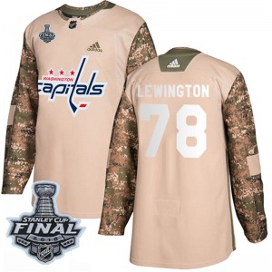 Tyler Lewington Washington Capitals Adidas Youth Authentic Veterans Day Practice 2018 Stanley Cup Final Patch Jersey (Camo)