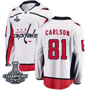 Adam Carlson Washington Capitals Fanatics Branded Breakaway Away 2018 Stanley Cup Champions Patch Jersey (White)