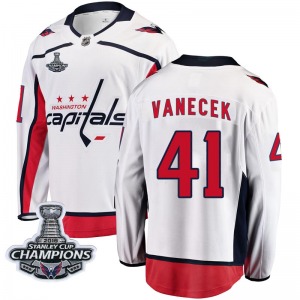 Vitek Vanecek Washington Capitals Fanatics Branded Breakaway Away 2018 Stanley Cup Champions Patch Jersey (White)