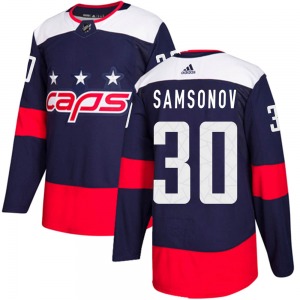 Ilya Samsonov Washington Capitals Adidas Authentic 2018 Stadium Series Jersey (Navy Blue)