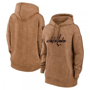 Washington Capitals Women's 2023 Salute to Service Pullover Hoodie (Brown)