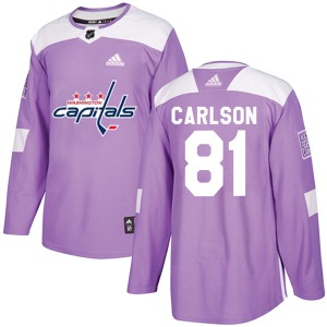Adam Carlson Washington Capitals Adidas Authentic Fights Cancer Practice Jersey (Purple)