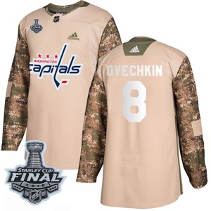 Alexander Ovechkin Washington Capitals Adidas Authentic Veterans Day Practice 2018 Stanley Cup Final Patch Jersey (Camo)