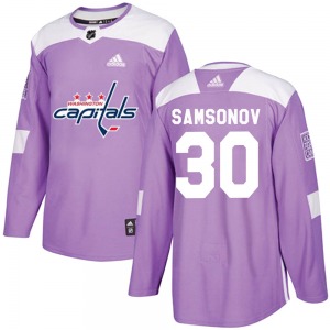 Ilya Samsonov Washington Capitals Adidas Youth Authentic Fights Cancer Practice Jersey (Purple)