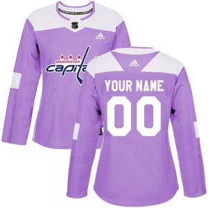 Custom Washington Capitals Adidas Women's Authentic Custom Fights Cancer Practice Jersey (Purple)