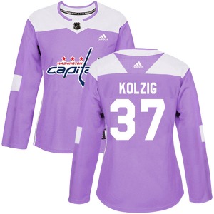 Olaf Kolzig Washington Capitals Adidas Women's Authentic Fights Cancer Practice Jersey (Purple)
