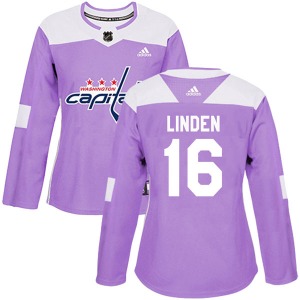 Trevor Linden Washington Capitals Adidas Women's Authentic Fights Cancer Practice Jersey (Purple)