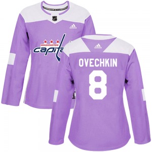 Alex Ovechkin Washington Capitals Adidas Women's Authentic Fights Cancer Practice Jersey (Purple)