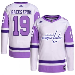 Nicklas Backstrom Washington Capitals Adidas Authentic Hockey Fights Cancer Primegreen Jersey (White/Purple)
