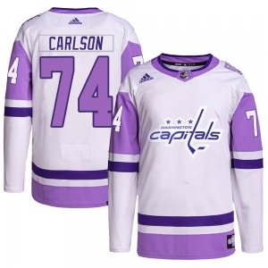 John Carlson Washington Capitals Adidas Authentic Hockey Fights Cancer Primegreen Jersey (White/Purple)