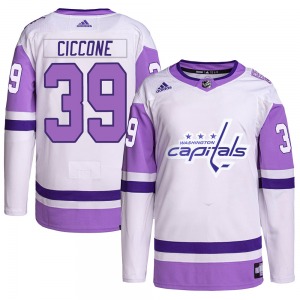 Enrico Ciccone Washington Capitals Adidas Authentic Hockey Fights Cancer Primegreen Jersey (White/Purple)