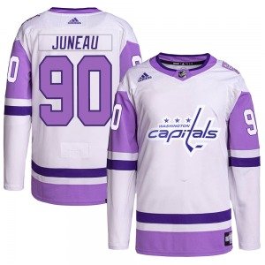 Joe Juneau Washington Capitals Adidas Authentic Hockey Fights Cancer Primegreen Jersey (White/Purple)