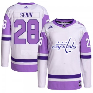 Alexander Semin Washington Capitals Adidas Authentic Hockey Fights Cancer Primegreen Jersey (White/Purple)