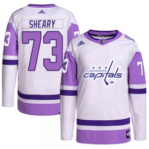 Conor Sheary Washington Capitals Adidas Authentic Hockey Fights Cancer Primegreen Jersey (White/Purple)