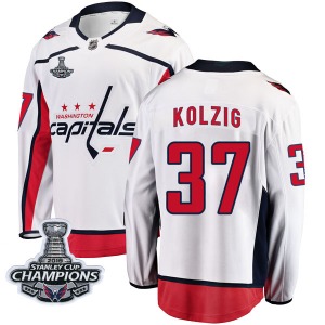 Olaf Kolzig Washington Capitals Fanatics Branded Youth Breakaway Away 2018 Stanley Cup Champions Patch Jersey (White)