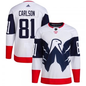 Adam Carlson Washington Capitals Adidas Authentic 2023 Stadium Series Primegreen Jersey (White)