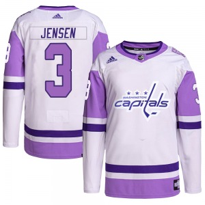 Nick Jensen Washington Capitals Adidas Youth Authentic Hockey Fights Cancer Primegreen Jersey (White/Purple)