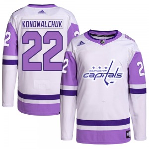Steve Konowalchuk Washington Capitals Adidas Youth Authentic Hockey Fights Cancer Primegreen Jersey (White/Purple)