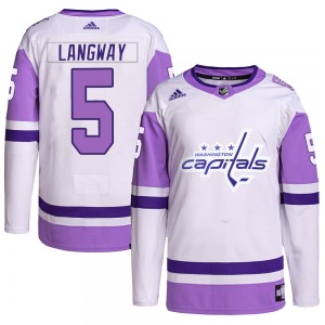 Rod Langway Washington Capitals Adidas Youth Authentic Hockey Fights Cancer Primegreen Jersey (White/Purple)