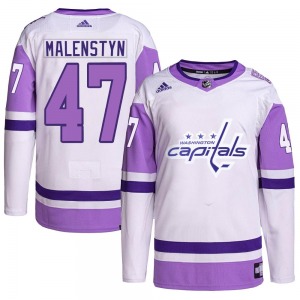 Beck Malenstyn Washington Capitals Adidas Youth Authentic Hockey Fights Cancer Primegreen Jersey (White/Purple)