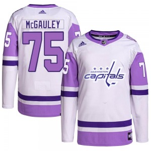 Tim McGauley Washington Capitals Adidas Youth Authentic Hockey Fights Cancer Primegreen Jersey (White/Purple)