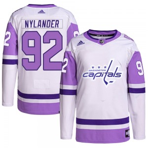 Michael Nylander Washington Capitals Adidas Youth Authentic Hockey Fights Cancer Primegreen Jersey (White/Purple)