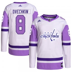 Alex Ovechkin Washington Capitals Adidas Youth Authentic Hockey Fights Cancer Primegreen Jersey (White/Purple)