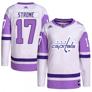 Dylan Strome Washington Capitals Adidas Youth Authentic Hockey Fights Cancer Primegreen Jersey (White/Purple)