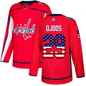 Christian Djoos Washington Capitals Adidas Authentic USA Flag Fashion Jersey (Red)