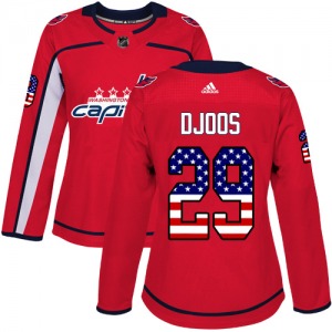 Christian Djoos Washington Capitals Adidas Women's Authentic USA Flag Fashion Jersey (Red)