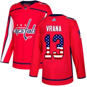 Jakub Vrana Washington Capitals Adidas Authentic USA Flag Fashion Jersey (Red)