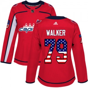 Nathan Walker Washington Capitals Adidas Women's Authentic USA Flag Fashion Jersey (Red)